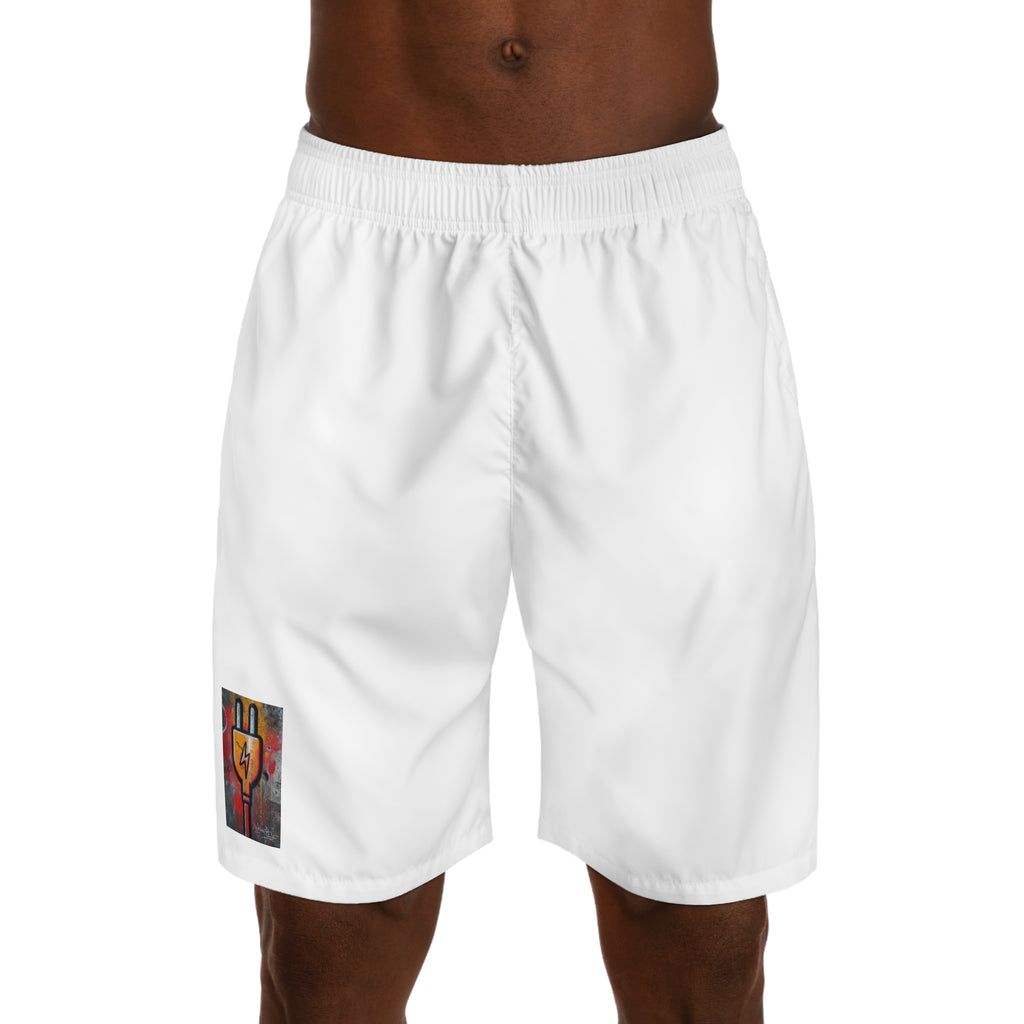 PlugFits Men's Jogger Shorts with Electric Guitar Patch — Rock Music Athletic Shorts